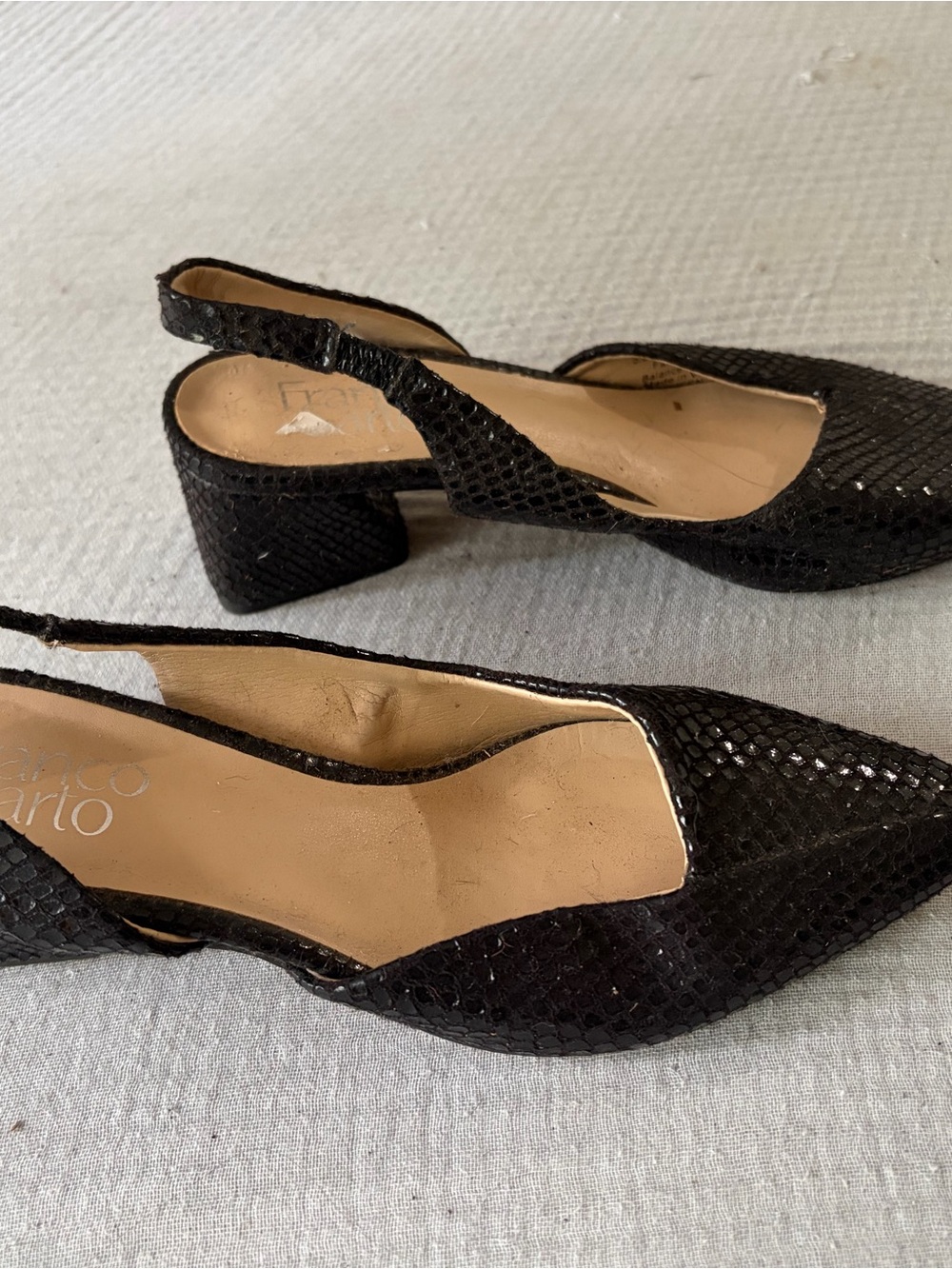 Franco Sarto black slingback low heels, size 6